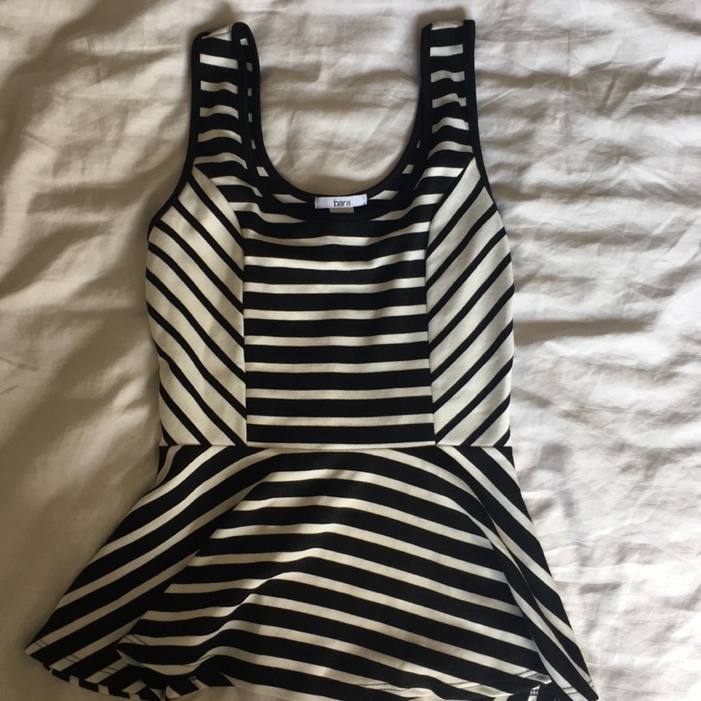 Bar iii Striped Peplum Top